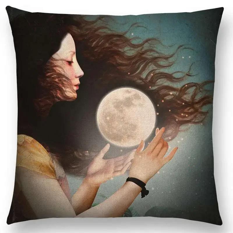 Neu Elegante Dame Liebliches Mädchen Shakespeare Stücke Fantasy Malerei Herz Frei Wunsch Meer Kissenbezug Sofa Wurfkissenbezug