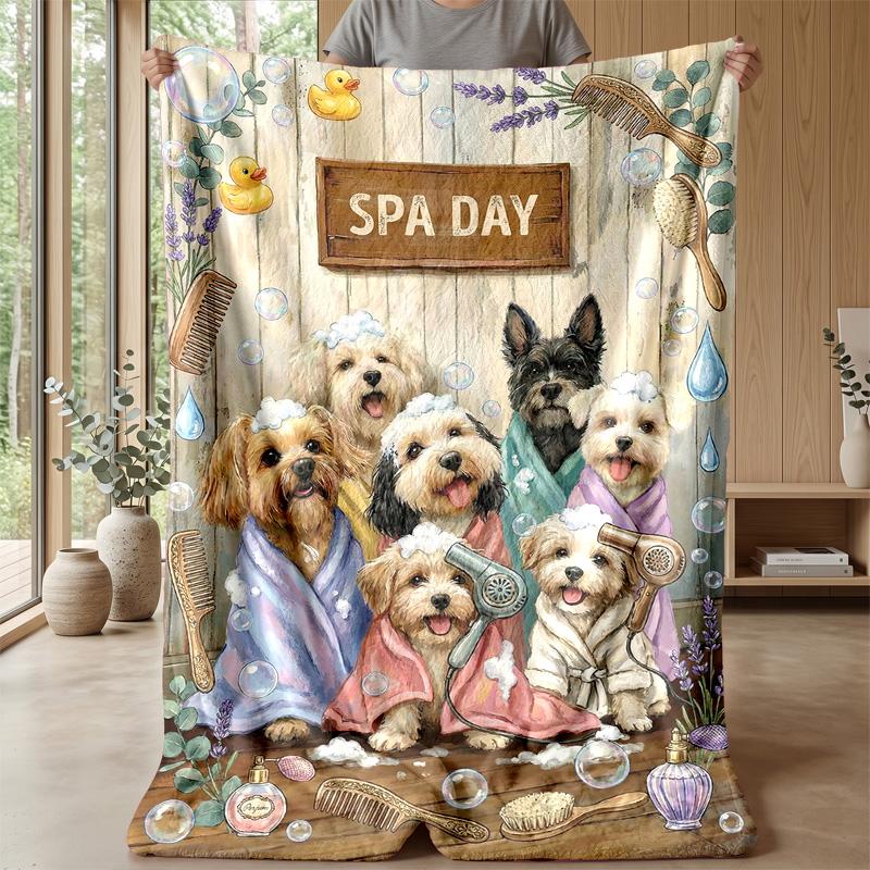 Pug Paradise Floral Theme blanket Lightweight Warm Flannel Blanket Decorative Throw Blanket for Home Decoration