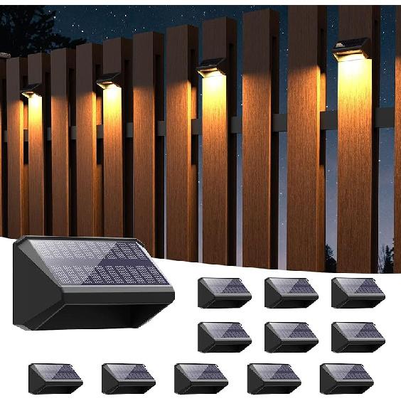 RGBCW Solar Fence Lights Outdoor: Color Changing Deck Stairs Lights IP65 Waterproof - 6 Pack Step Light for Patio Yard Garden Pathway