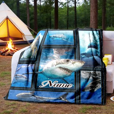 Shark Collage Customize Your Name Outdoor Blanket Comfortable Soft Lightweight All Season Multipurpose Blanket For Travel Camping Picnics Sofa Office