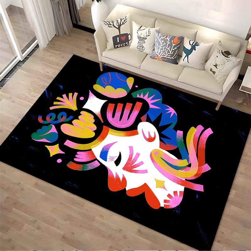 Colorful Abstract Female Silhouette Art Printed Carpet for Home Decor Suitable for use as an anti-slip for living room bedroom sofas