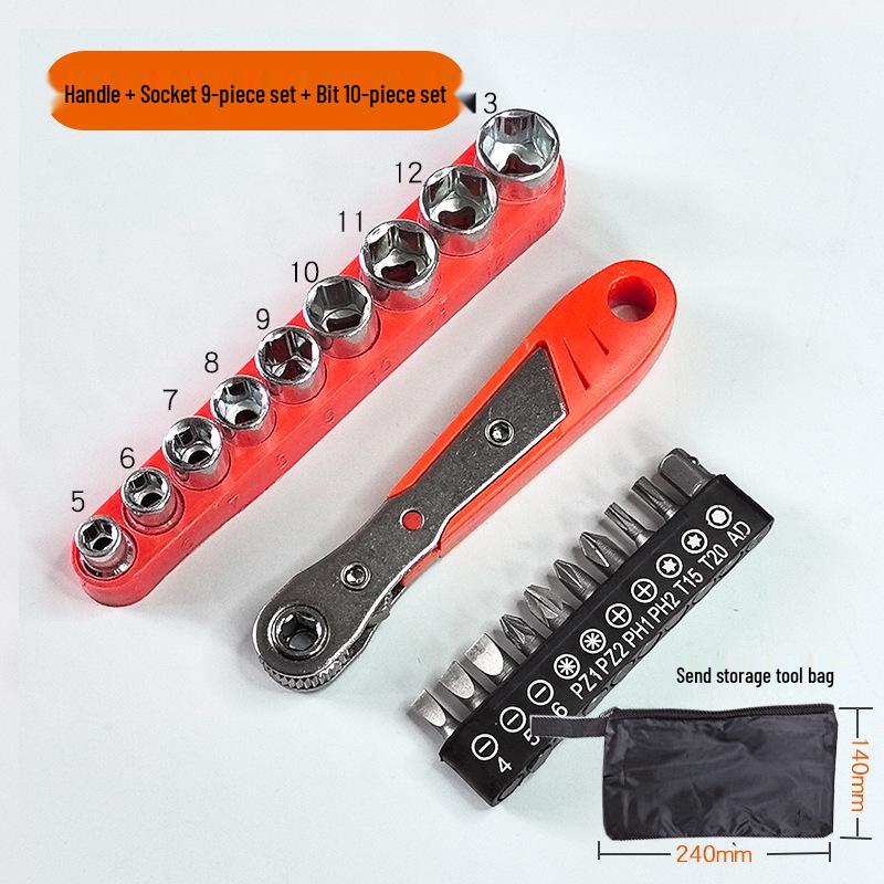 Right Angle Ratchet Screwdriver Set with Magnetic Elbow Adapter, Phillips & Slotted Bits