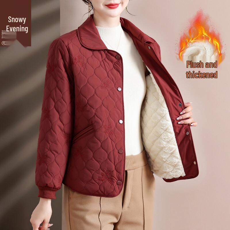 

XUEXI Women s Fleece-Lined Padded Jacket 4XL