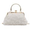 Luxury Polyester Fiber Evening Bags Chiffon 3D Flower Banquet Bag Chain Clutch Handbag Women Crossbody Bag