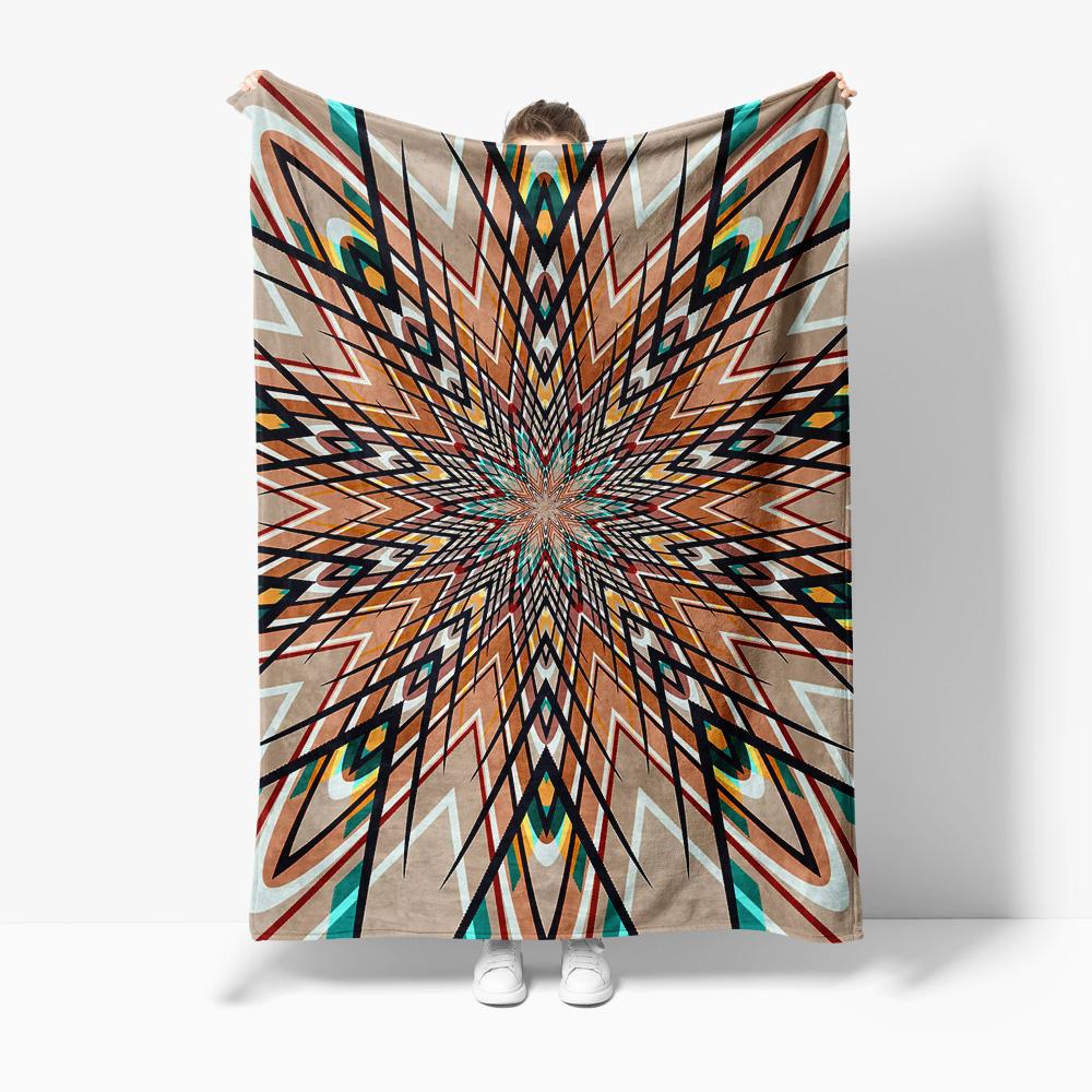 

Abstract geometric snowflake pattern Flannel printed blanket suitable for all seasons suitable for living office sofa and travel 75x90cm