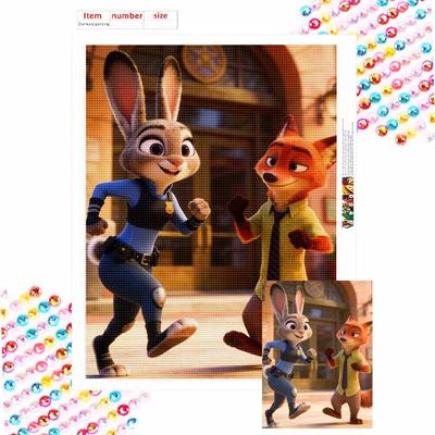 Diamond Painting 5D DIY Diamond Painting Mosaic Zootopia Nick Judy Cartoon Picture Rhinestone Kit Gift