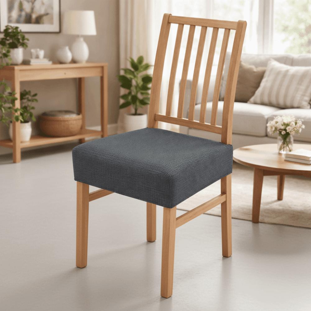 2 Piece Washable Jacquard Chair Seat Cover Anti-Dust Elastic Dining Chair Seat Slipcover Breathable Removable