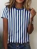[Printed Design - Not Textured]Women'S Summer Short-Sleeve Round-Neck Casual T-Shirt with Full-Body Printed Vertical Stripe Pattern Trendy T-Shirt Thi