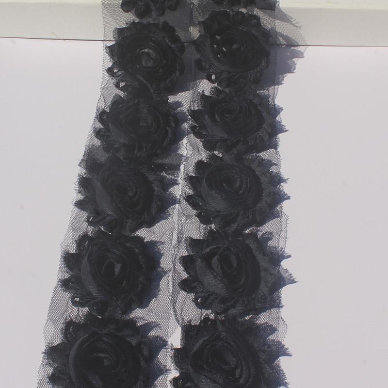 1 år 2,5 tum Shabby Chiffonblommor för Babyflickors Hårband Chiffon Fransiga Blommor för Att Göra Barn Romper Klänningstillbehör