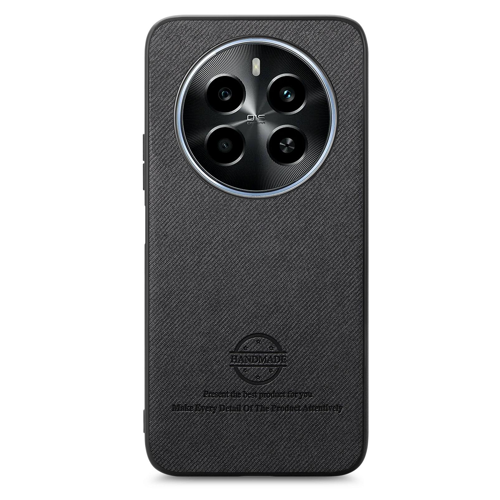 

For Realme 13 4G Leather Phone Back Cover with Cloth Texture Grey