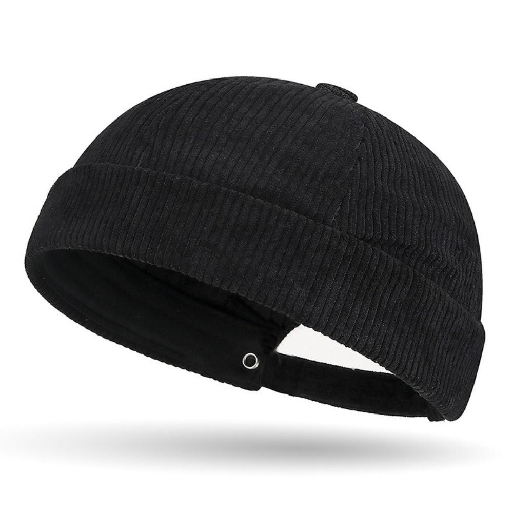 Retro Corduroy Brimless Cap Streetwear Landlord Hat Vintage Beanie Docker Caps  Men Women
