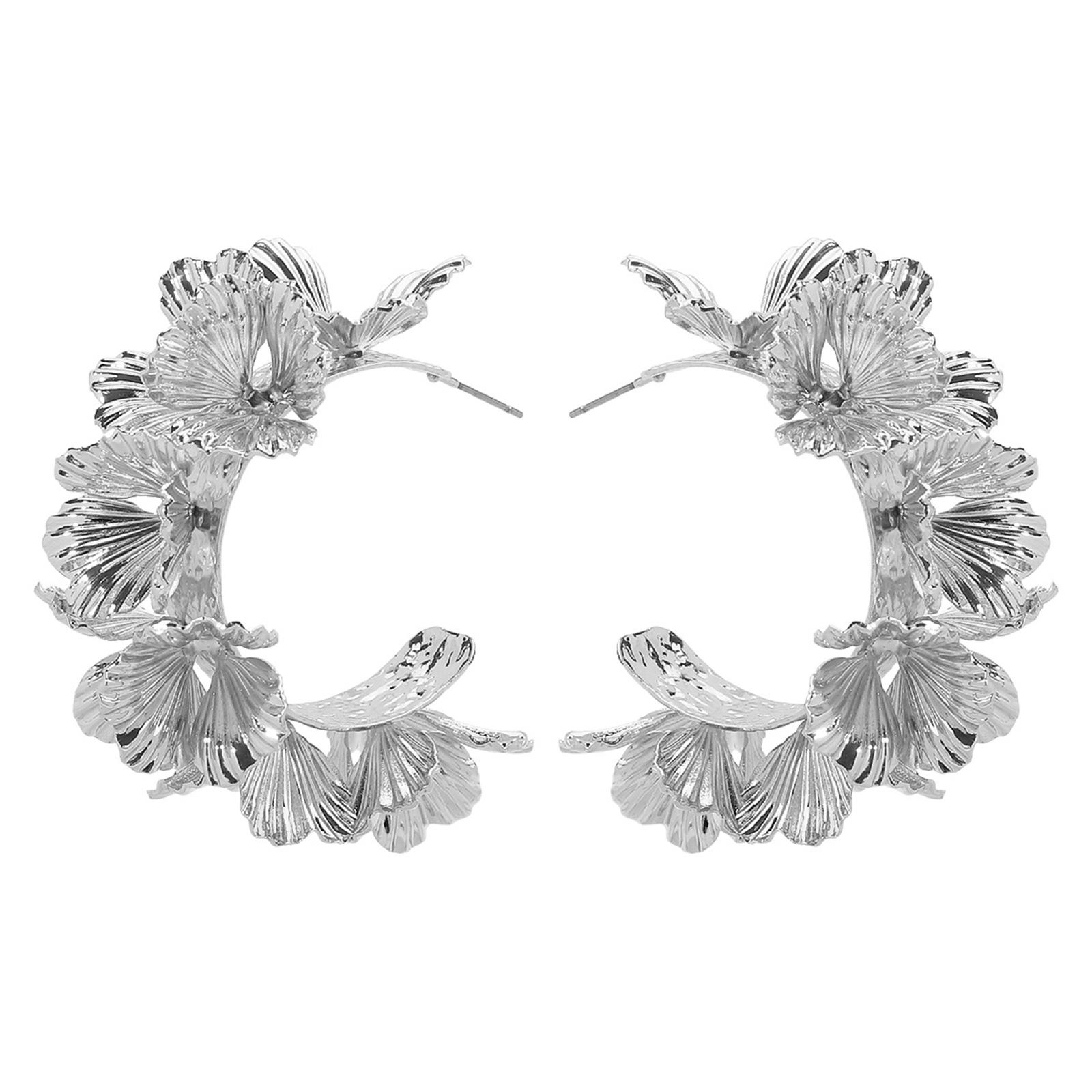 

Преувеличенные серьги-цветы в форме буквы C, модный аксессуар для женщин, портативные золотые и серебряные серьги-кольца, удобные украшения разноцветный