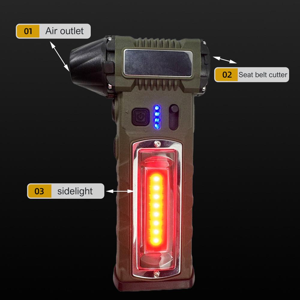 130000RPM 4in1 Violent Fan with 3 Nozzles&Sidelighting 8000mAh Wireless Air Blower Mini Turbo Jet Fan Waist Hanging Camping Fans