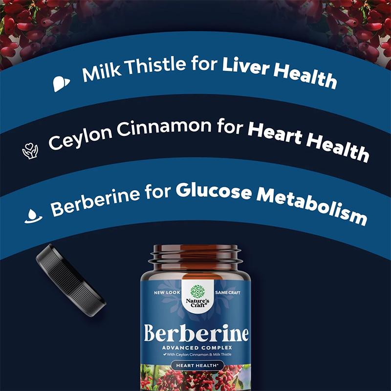 Berberine composite capsules contain 1200mg berberine and Ceylon cinnamon to maintain blood glucose metabolism and heart health120 capsules