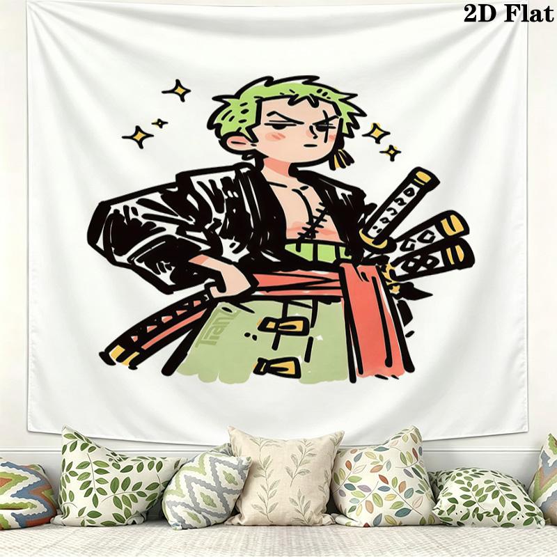 One Piece Roronoa Zoro Wall Tapestry Aesthetic Wall Hanging Printed Fabric Blanket Decorative Tapestries For Bedroom Living Room Home Decor
