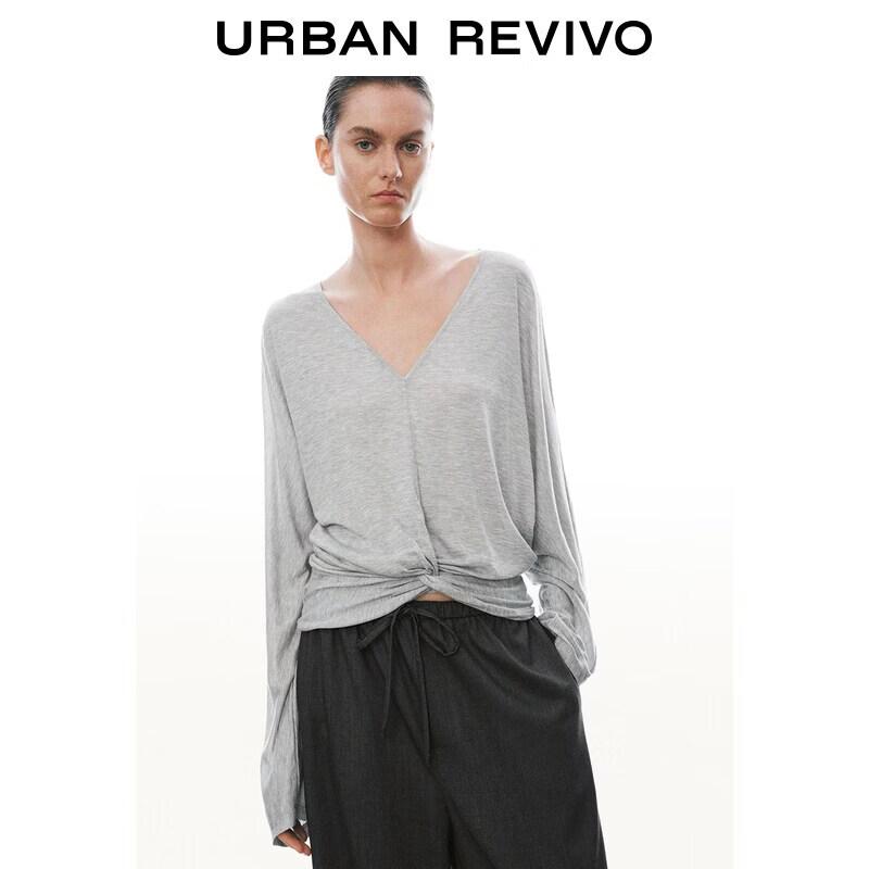UR Women s Fashion V-Neck Twisted Hem T-Shirt L