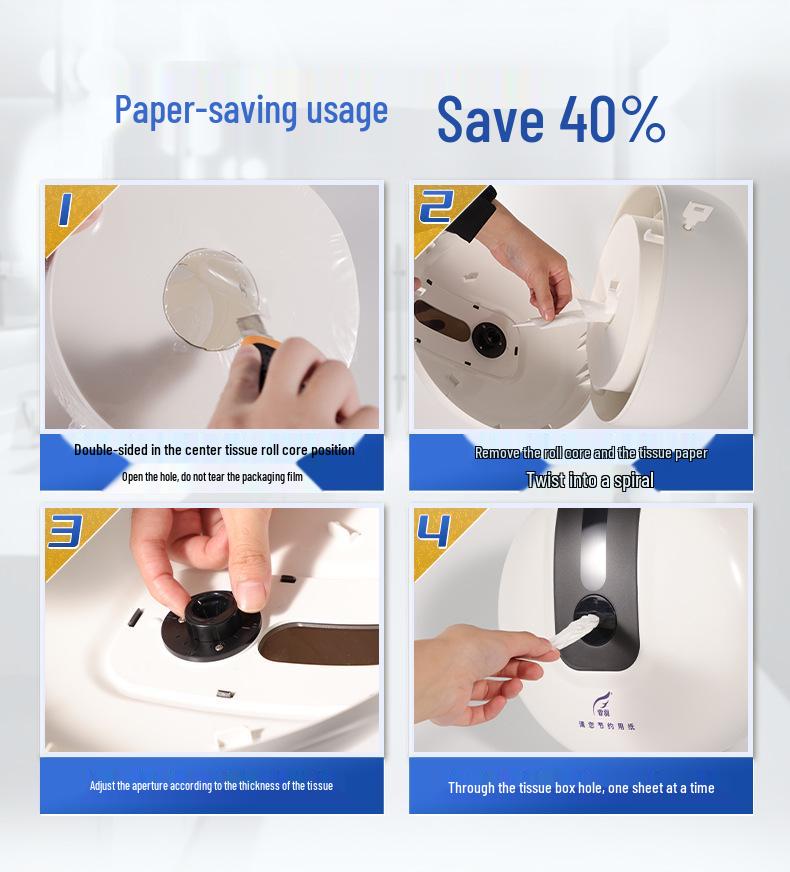 Feiyu Center Large Absorbent Bathroom Paper Towels - 12 Rolls, Thickened 650g