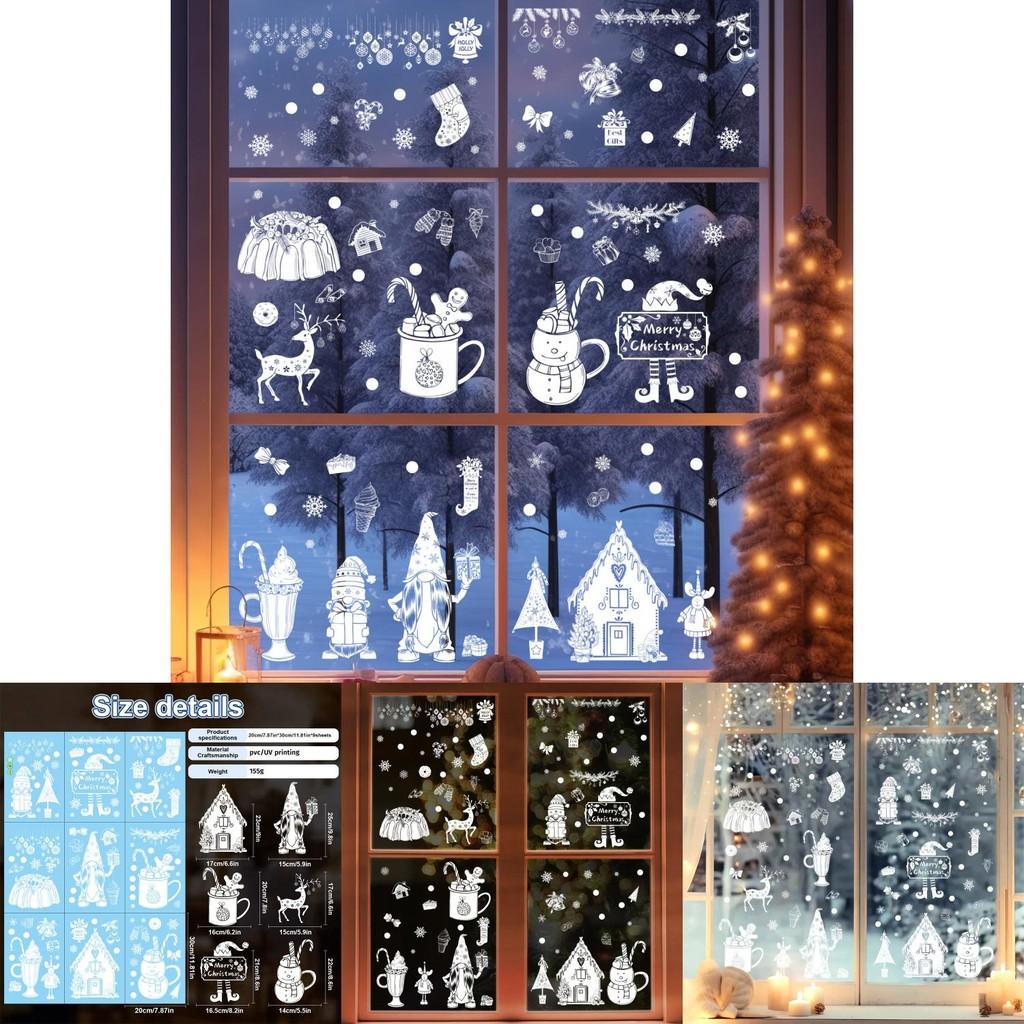 Weihnachts Schneeflocke Rentier Fensteraufkleber mit statischen Glasaufklebern für Feiertagsdekoration