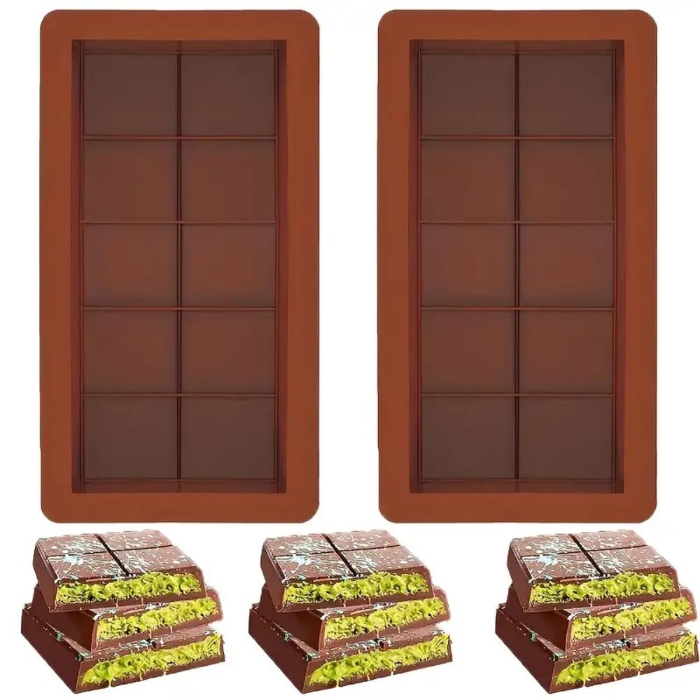 Chocolate Bar Mold Silicone, Large Filling Dubai Pistachio Deep Bar Mold Kit 1-inch Thick Large Package, Ideal for Making Homema
