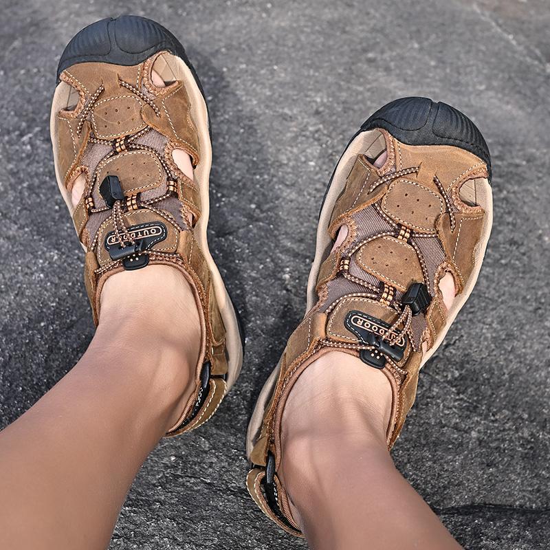 Summer Men Genuine Leather Sandals Men Beach Sandals Outdoor Sandals For Men