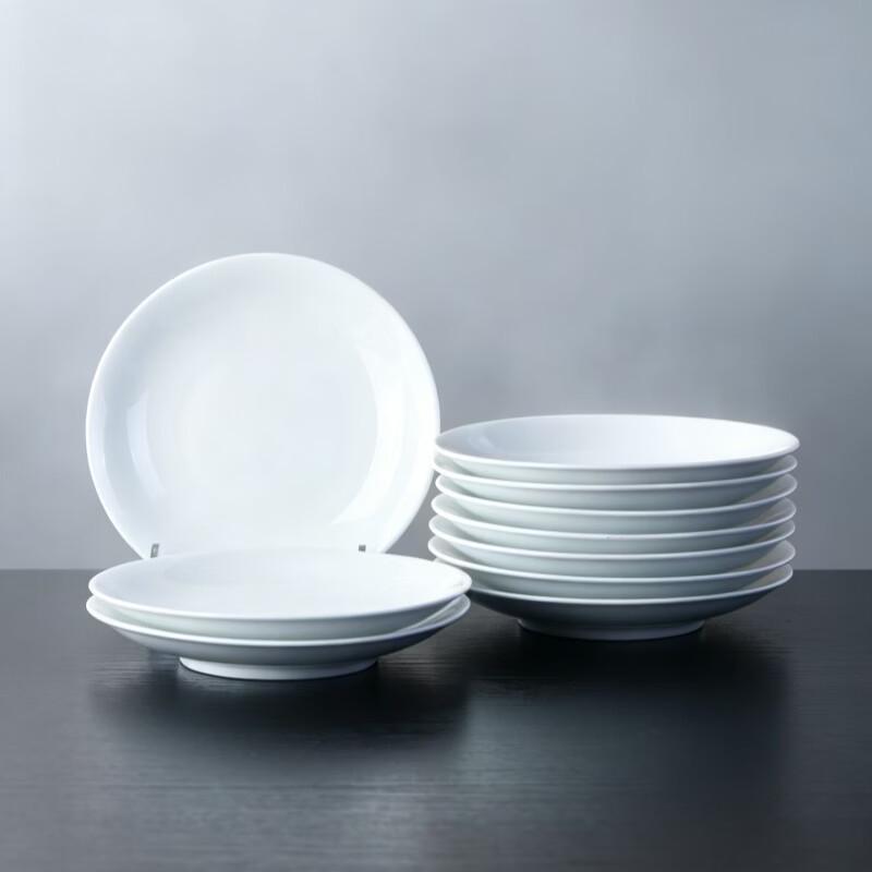 Jingdezhen 6-inch White Porcelain Moonlight Side Plates (Set of 10)