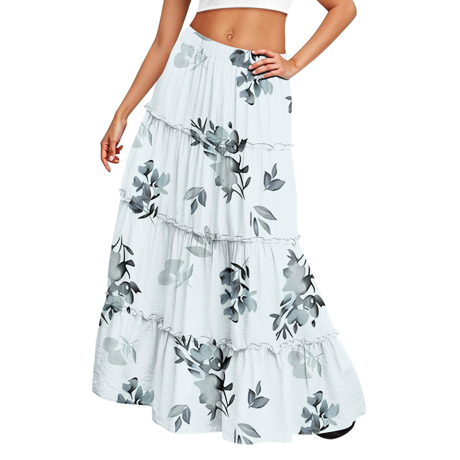 

Жіноча довга спідниця з принтом, еластичною талією та вільним подолом S