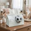 Soccer-Themed Tissue Box Dispenser with Soccer Ball Lid - Textured White Suitable for Home, Kitchen, - Decorative Storage for Tissues, Perfect Gift Fo