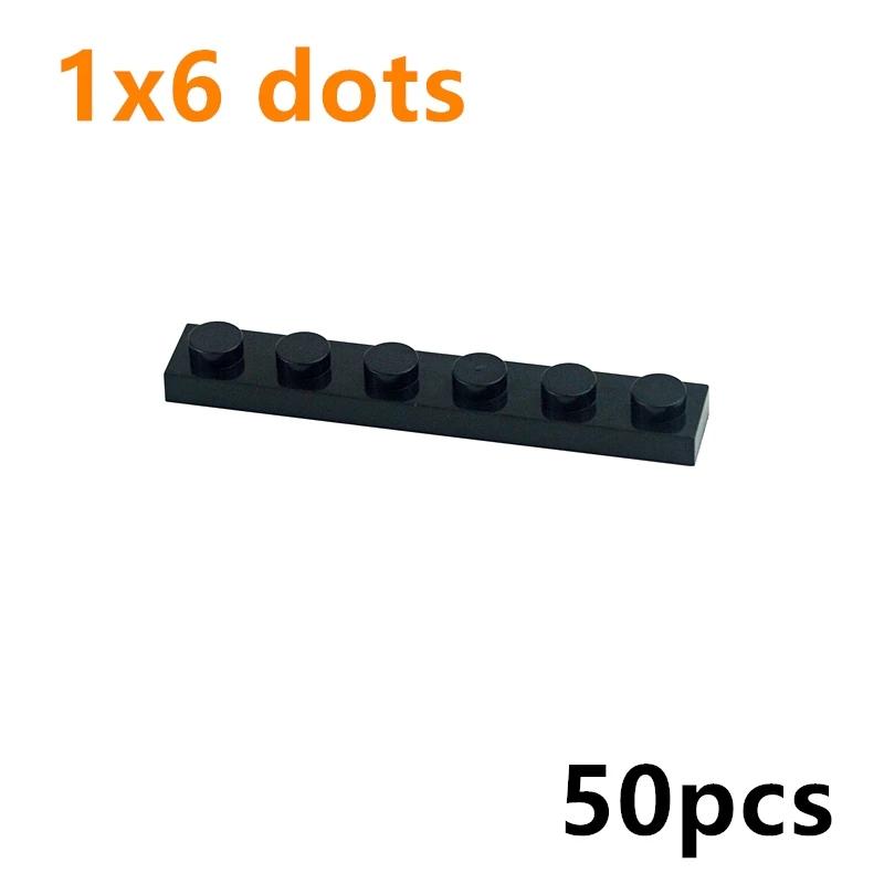 50Pcs DIY Building Blocks Thin Plate 1x6 Dots Classic Bricks Educational Creative Size Compatible With 3666 Toys for Kids