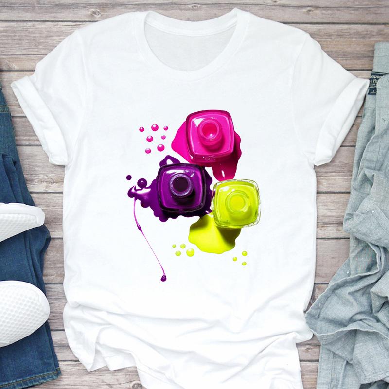 Women T-Shirt 3D Make Up Color Graphic Top Female T Shirt Harajuku Streetwear O-Neck Clothing Casual Ladies Tee Tops Shirts