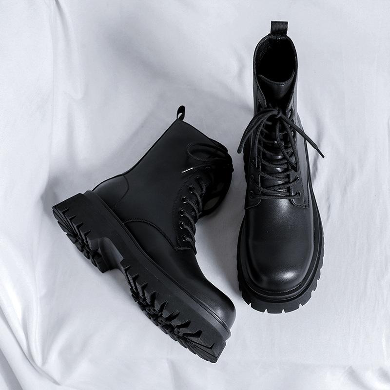 Martin Boots Herren Britischer Stil High-Top Workwear Lederstiefel Herren Dicksohlige Halbschaft Lokomotiv-Trend Herrenstiefel 7363-R