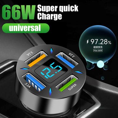 4ports Universal Super Charge Qc3.0 Pd Usb Charger For Phone Max Single Port 66w Car Phone Charger Type C Adapter For Phone