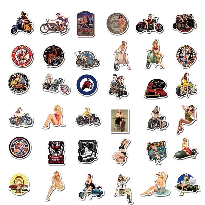 Female Motorcycle Sticker Buy 25/50 pcs Retro Poster Motorcycle Girl Personality Sticker for ...