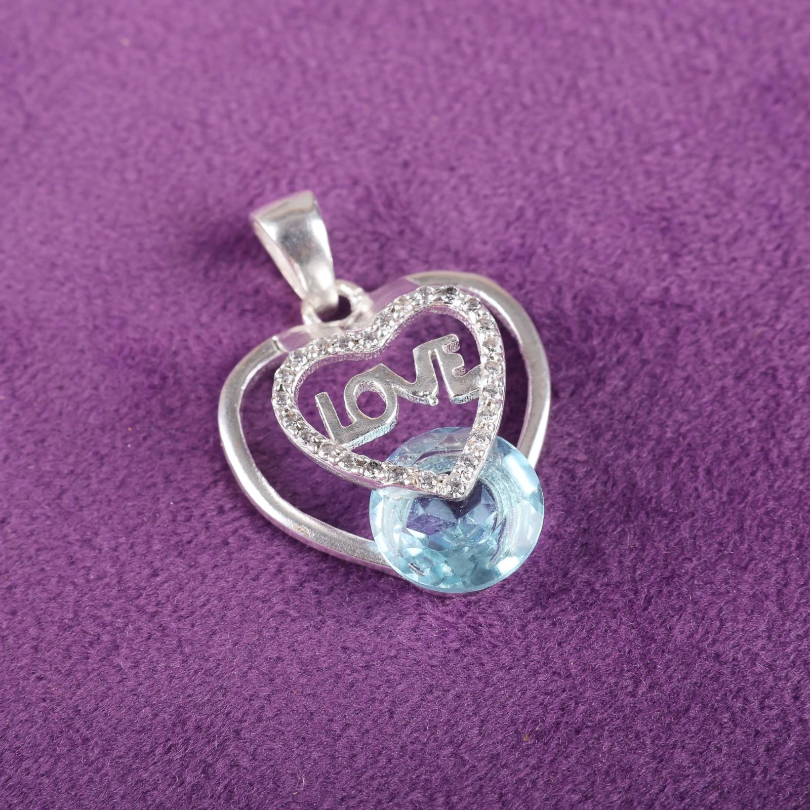 

Sky Blue Topaz Gemstone 925 Sterling Silver Jewelry Zircon Women Pendant 1.10 CZP-3-4