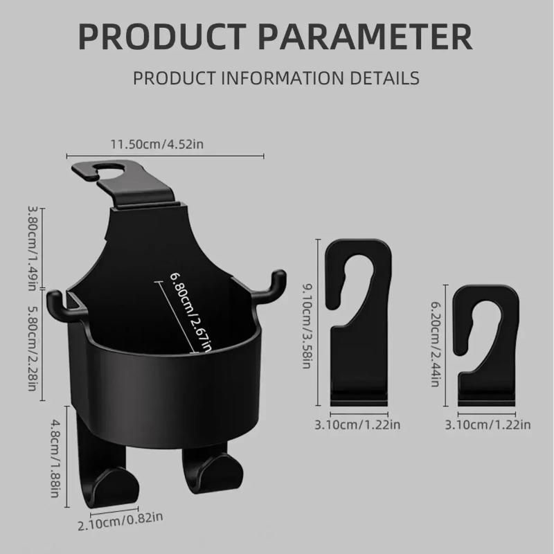 2PCS Universal Car Headrest Hooks- Double Hook Design with Cup Holder for Handbag & Beverage Storage | Fit  Vehicles  Organizer