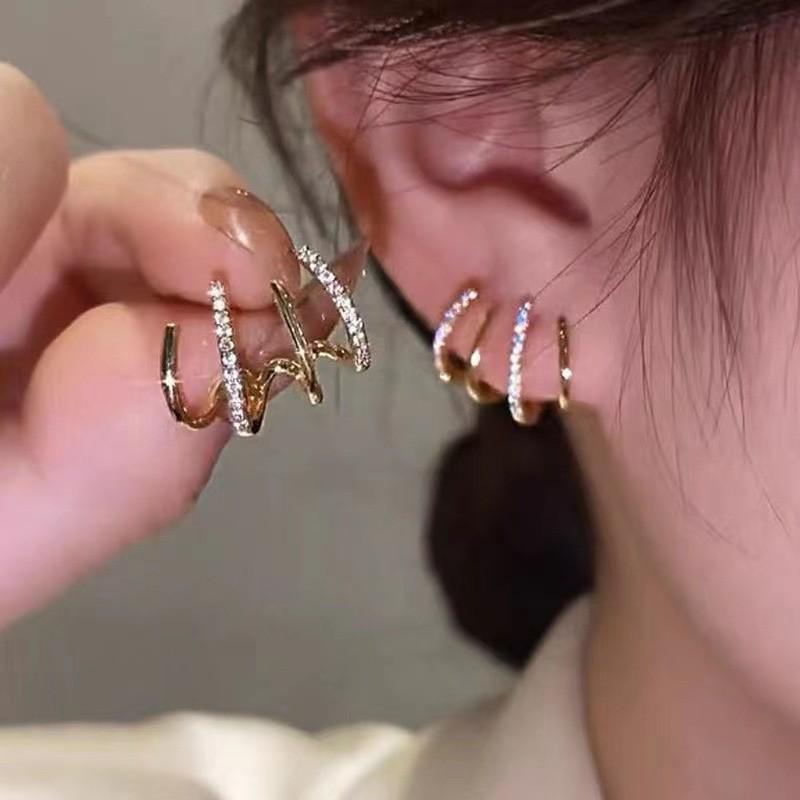 Trendy Korean Rhinestone Minimalist Earrings - New Women's Fashion & TikTok Style