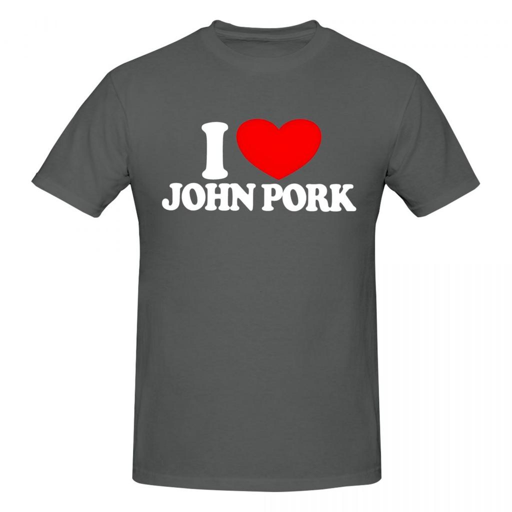 Women Unisex T-Shirts I Love John Pork Red Heart Vintage Cotton Tees Short Sleeve T Shirt Crewneck Clothing Printed