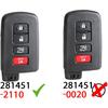 Car Key Fob Replacement Smart Remote Key for Toyota Highlander 2014 2015 2016 2017 2018  4 Buttons (FCC ID:HYQ14FBA P/N: 281451-2110 1551A-14FBA