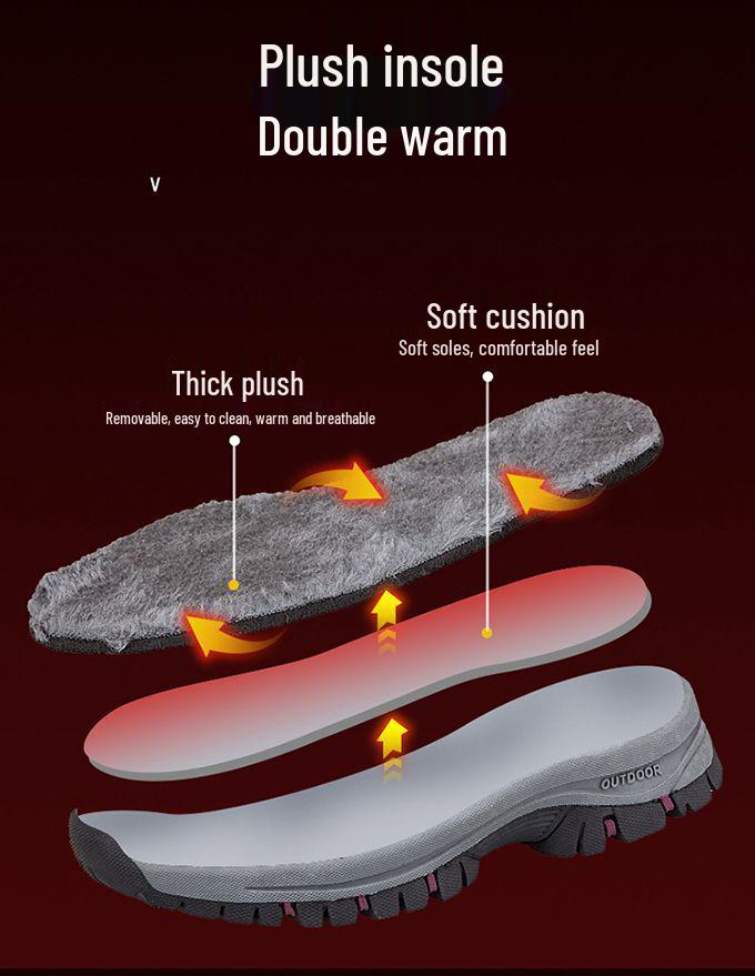 Warm Fleece-Lined Waterproof Anti-Slip Snow Boots for Elderly