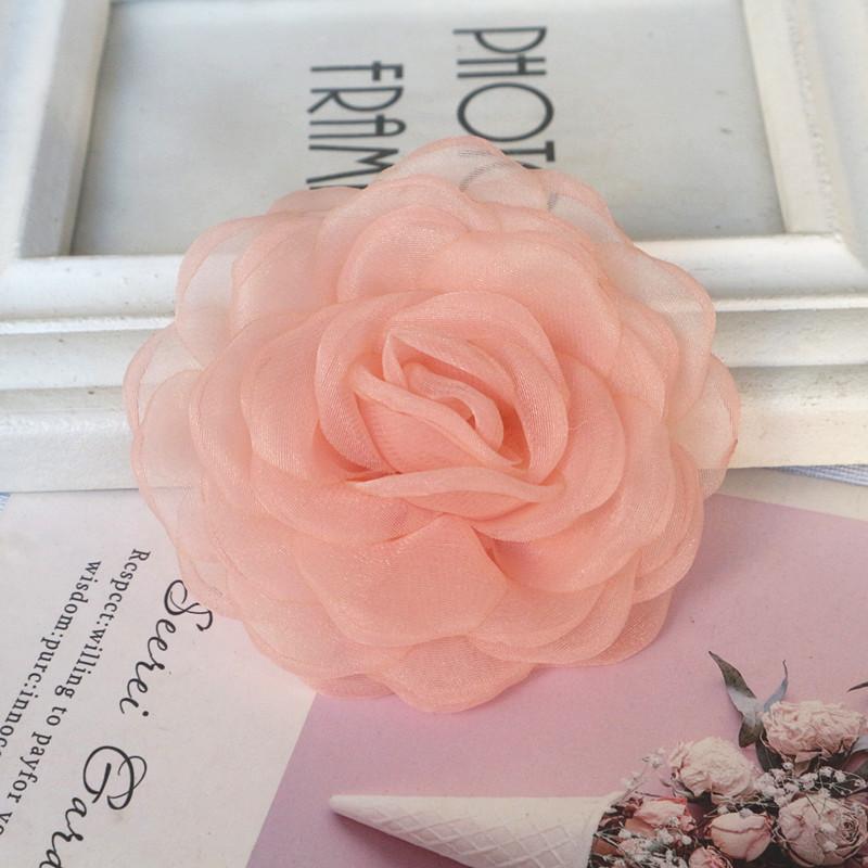 10 SZT 8CM 3D Organza Szyfon Gaza Opalana Krawędź Tkanina Sztuczny Kwiat Róży Suknia Ślubna Dekoracja Szyi DIY Szycie Aplikacja