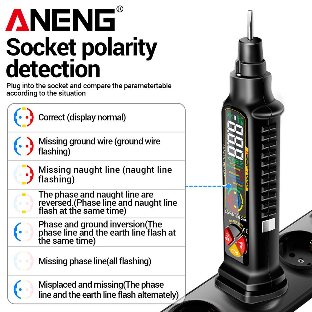 ANENG VD808 Circuit Breaker Finders AC Voltage Tester US/EU Plug  Leakage Polarity Leakage Tester Tools Socket Circuit Analyzer