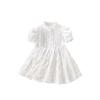 Girl Princess Dress Summer Dress New Arrival Fashion Kids White Stand Collar Birthday Dress Girl Shirt Dress
