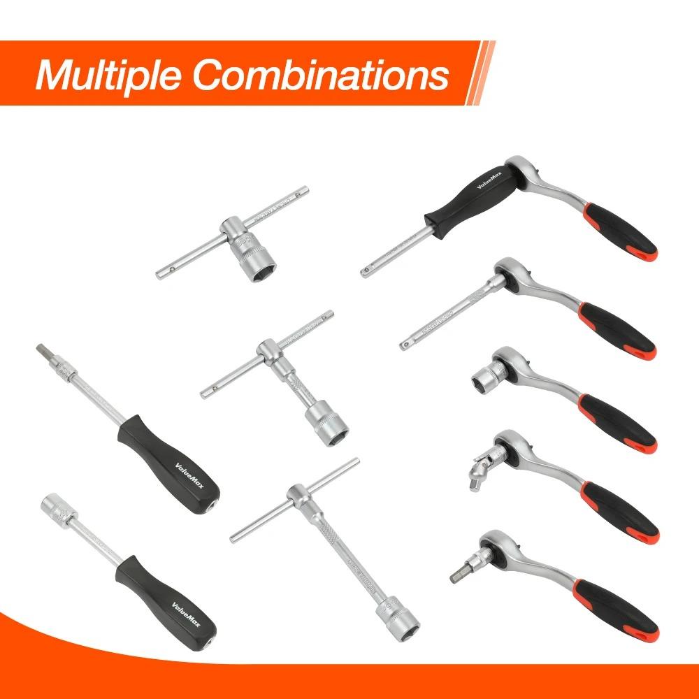 Car Repair Tool Set Box 1/4 Inch Socket Set 46 PCS Set Torque Wrench Set Ratchet Screwdriver Car Home Repair Mechanic Tool Set