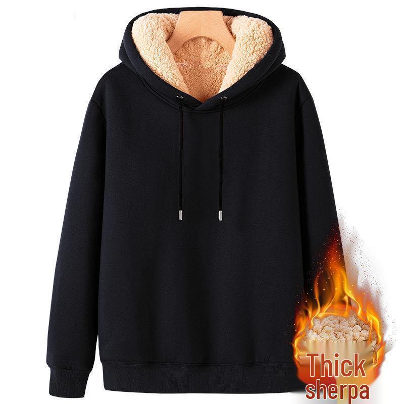 Men's Lambskin Fleece Hooded Jacket - Casual Winter Hoodie