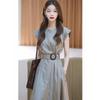 Cold department unique gray waist dress women's new super fire women's clothing summer light luxury high sense