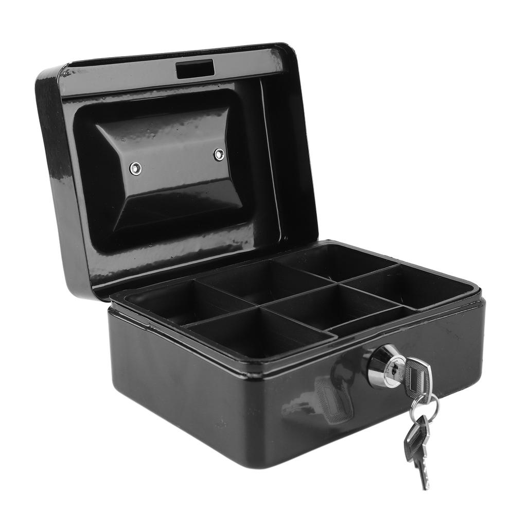 Metal Cash Box with Lock Safety Portable Small Metal Storage Box with 2 Keys for Money Document Home Car