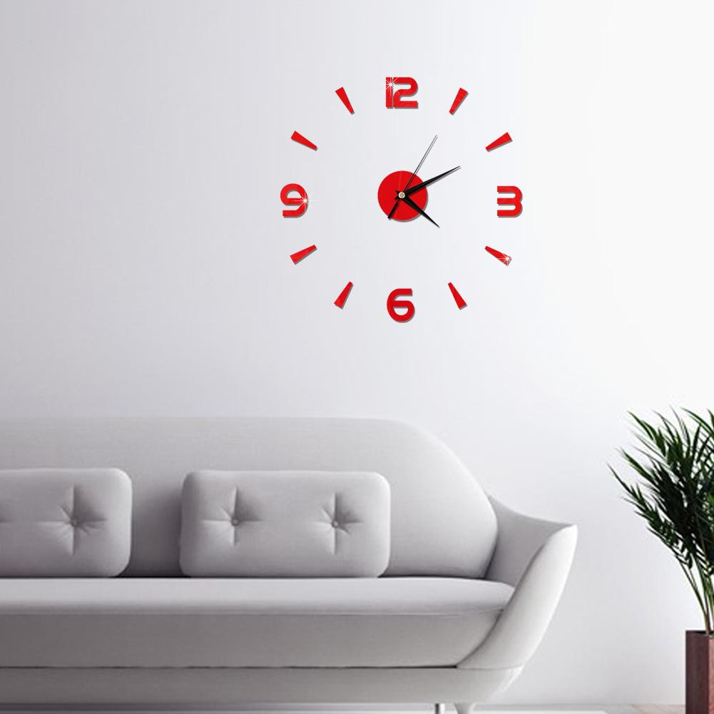 Wanduhr Aufkleber 1mm Acryl Spiegel Uhr Dekor DIY Wand Modern Zuhause Büro Raum Dekor