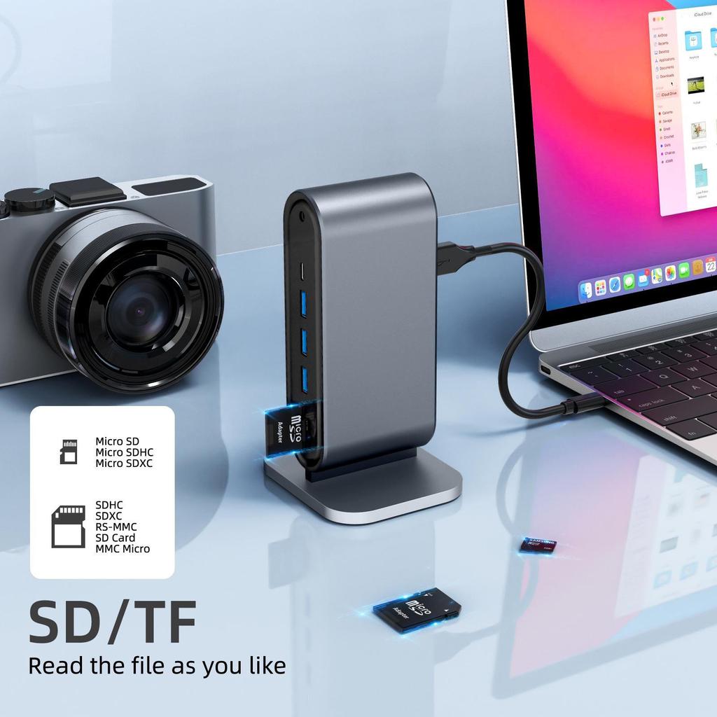 Thunderbolt 3 12-in-1 Vertical Hub: Cross-Border Multi-Port Notebook Expansion Dock