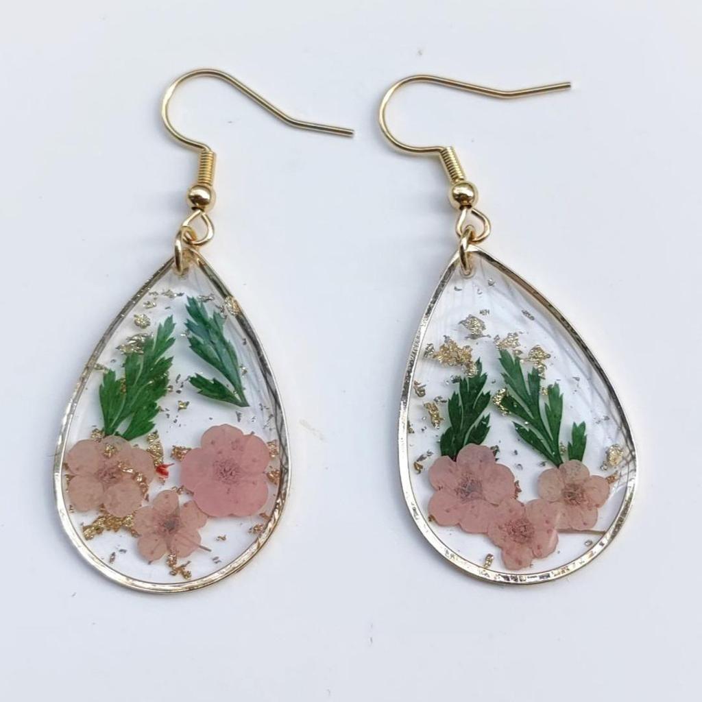 Handmade Dried Flower Dangle & Stud Earrings - Real Preserved Blooms