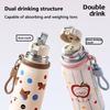 500ml Thermal Cup with Straw Straw Water Bottle Cute Insulated Cup  Kids