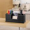 Leather Double Pen Holder - Multifunctional Desktop Storage Box for Office Stationery